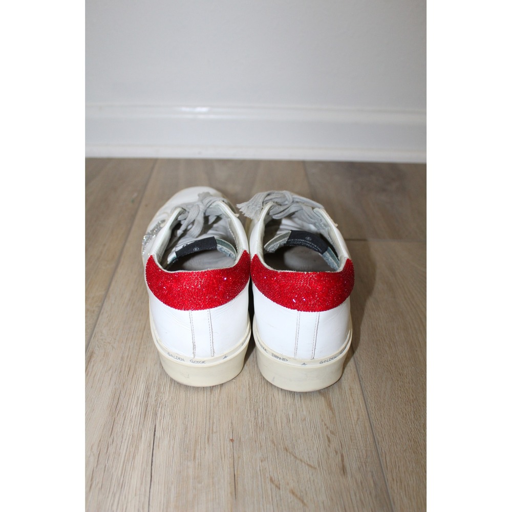 Golden Goose Hi Star White Red Swarovski Crystal Glitter Star Sneakers 40 - Picture 4 of 10